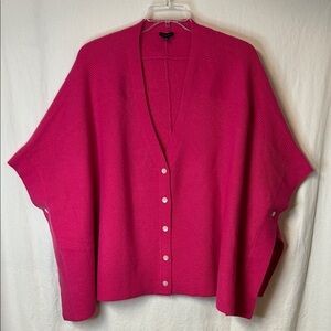 Talbots Fuchsia Button-Up Cardigan Poncho Sweater Size M/L